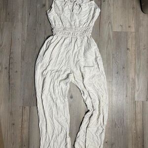 Monteau Women's White and Cream Jumpsuit